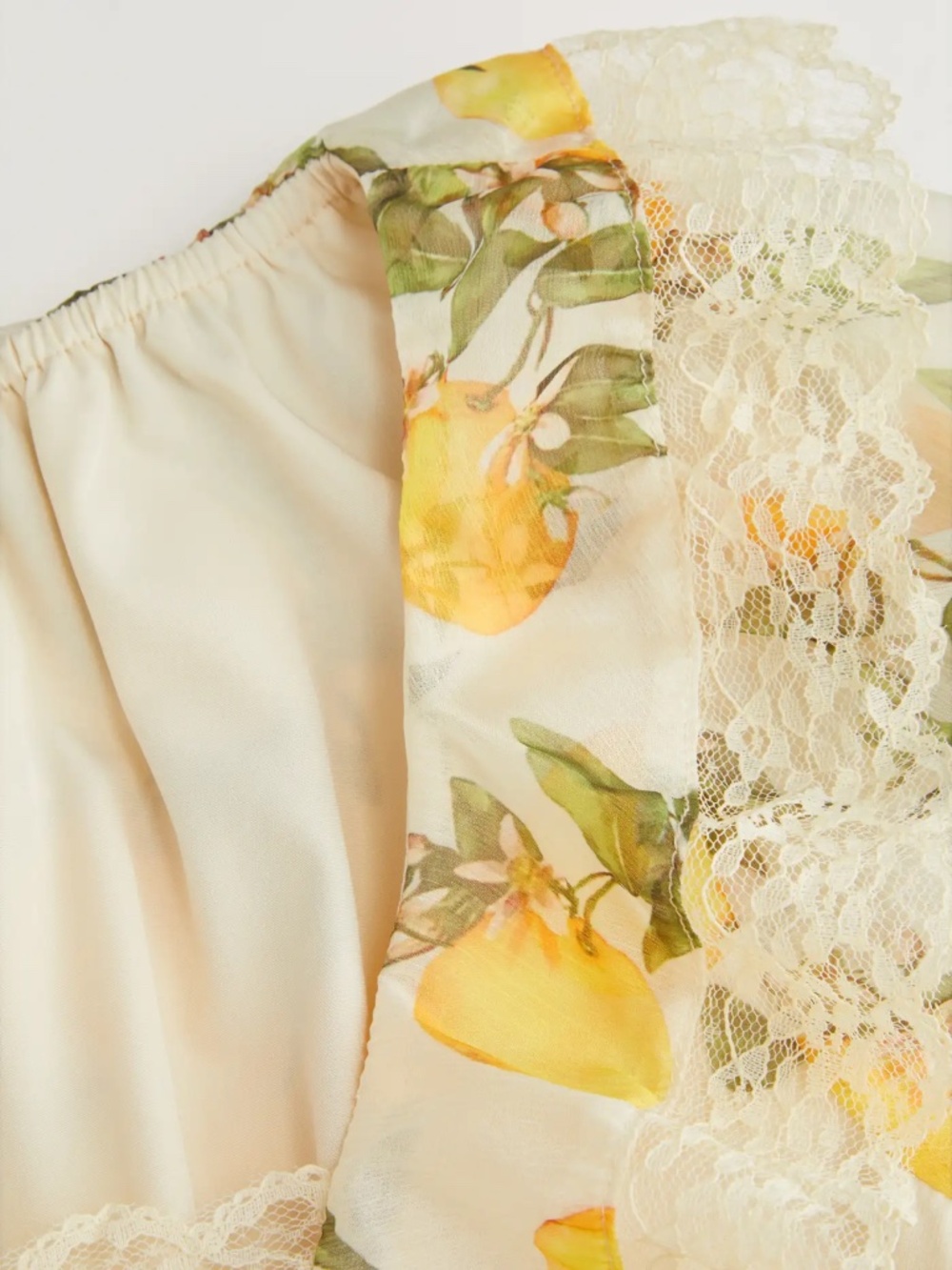 NWT Cider Lemon CHIFFON SQUARE NECK LANTERN SLEEVE LACE ROMPER CottageCore - Picture 5 of 10